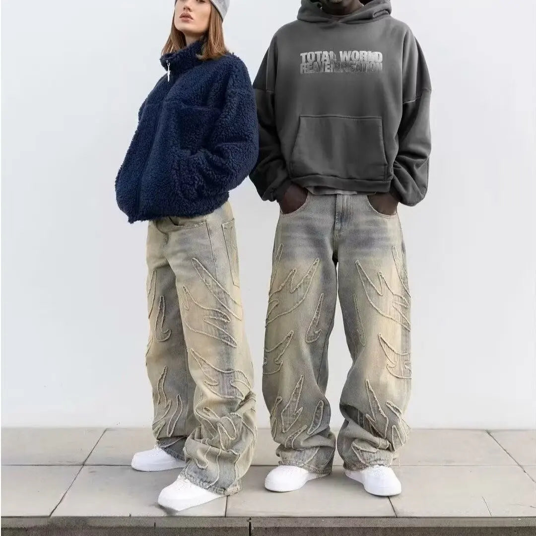 Jean Baggy Streetwear Brodé - Denim Large Homme