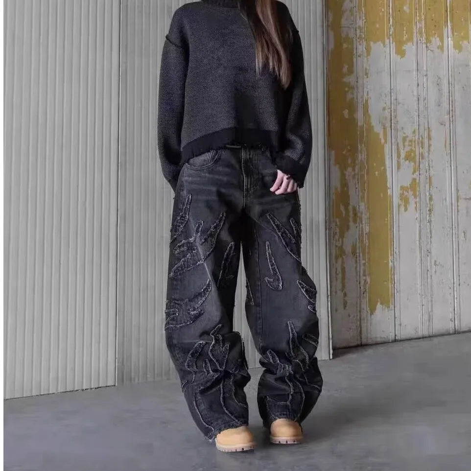 Jean Baggy Streetwear Brodé - Denim Large Homme